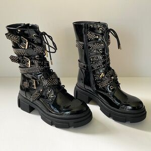 AZALEA WANG One Good Reason To Stay Strappy Black  Boot Size 7